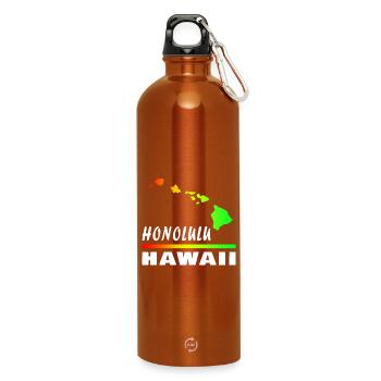 Hawaii Honolulu mit Karte / Geschenk Landkarte - Trinkflasche mit Karabiner 750 ml - Orange - Vorne