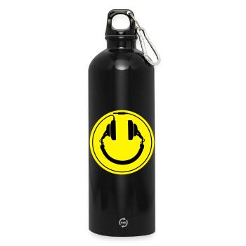 écouteurs smiley - Gourde en inox avec mousqueton 750 ml - noir - Devant