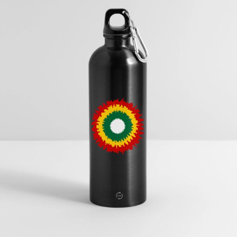 Vibrant rasta pattern with fire effect Water Bottle with carabiner 750 ml