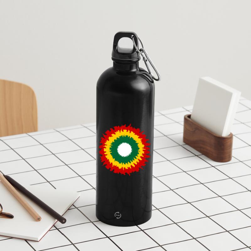 Vibrant rasta pattern with fire effect Water Bottle with carabiner 750 ml