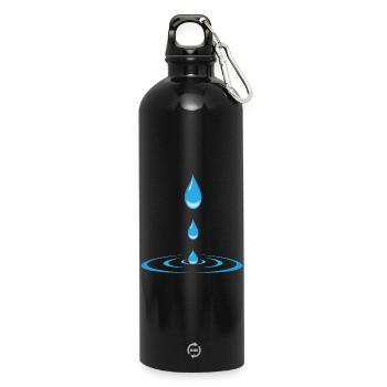 drops and waves - Water Bottle with carabiner 750 ml - black - Front