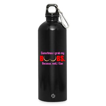 Parfois j'attrape mes seins - Gourde en inox avec mousqueton 750 ml - noir - Devant