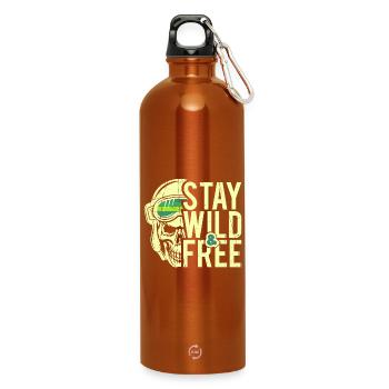 Stay Wild and Free - Design - Water Bottle with carabiner 750 ml - burnt orange - Front