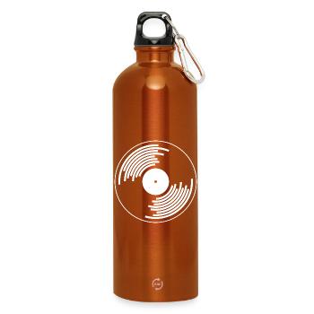 vinyl platten schallplatte hip hop tape dj deejay - Trinkflasche mit Karabiner 750 ml - Orange - Vorne