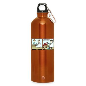 Cartoon Fussball Fussballer Comic Lustig Witzig - Trinkflasche mit Karabiner 750 ml - Orange - Vorne