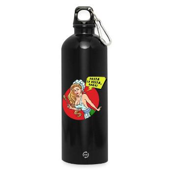 Spaghetti Sexy Woman Pasta Asciutta Italie - Gourde en inox avec mousqueton 750 ml - noir - Devant