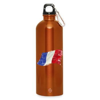 France ✅ France Flag ✔ - Water Bottle with carabiner 750 ml - burnt orange - Front