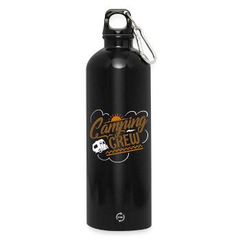 Camper camping crew team - Water Bottle with carabiner 750 ml - black - Front