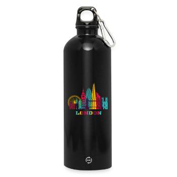 London City Skyline England Landmark - Water Bottle with carabiner 750 ml - black - Front