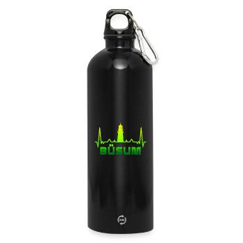 Conception du phare Büsum / idée cadeau - Gourde en inox avec mousqueton 750 ml - noir - Devant
