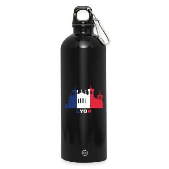 Lyon City Skyline France Landmark Map - Gourde en inox avec mousqueton 750 ml - noir - Devant