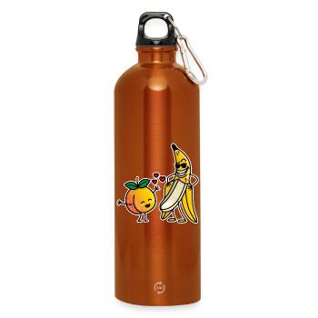 Peach banana funny couple sex valentines day - Water Bottle with carabiner 750 ml - burnt orange - Front