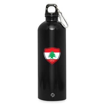 Libanon Beirut Libanese Libanesin Libanesisch LBN - Trinkflasche mit Karabiner 750 ml - Schwarz - Vorne