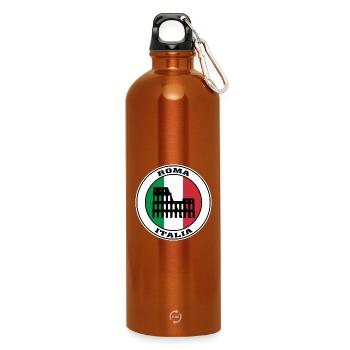 Roma Italy Travel Souvenir Italian Flag Badge Rome - Water Bottle with carabiner 750 ml - burnt orange - Front