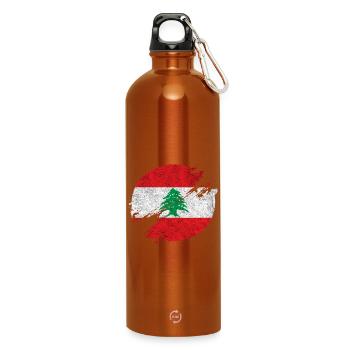 Libanon Vintage Kreis / Geschenkidee - Trinkflasche mit Karabiner 750 ml - Orange - Vorne