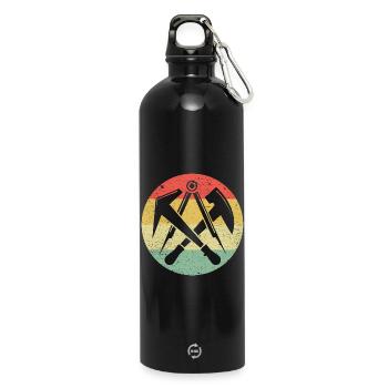 Dachdecker Zunftsymbol Auf Vintage Retro Farben - Trinkflasche mit Karabiner 750 ml - Schwarz - Vorne