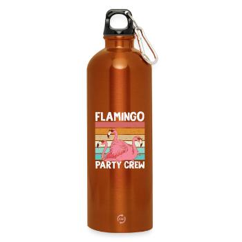 Flamingo Geburtstag Flamingo Party Crew - Trinkflasche mit Karabiner 750 ml - Orange - Vorne