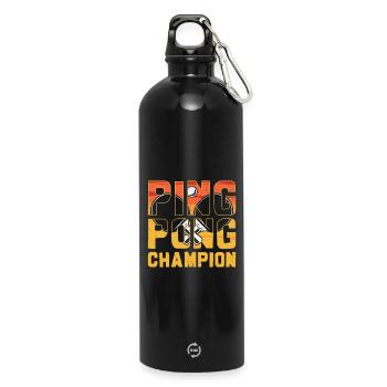 Ping Pong Champion Amoureux du Tennis de Table - Gourde en inox avec mousqueton 750 ml - noir - Devant