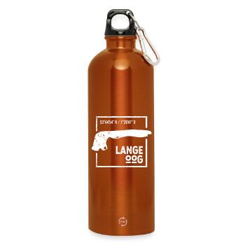 Langeoog | Island silhouette stamp design - Water Bottle with carabiner 750 ml - burnt orange - Front
