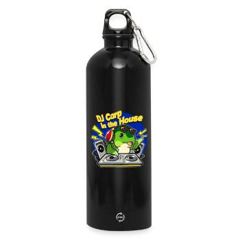 DJ Carp In The House Funny Fishing Design - Water Bottle with carabiner 750 ml - black - Front