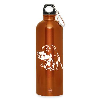 Gordon Setter Kopf "Black Edition" - Trinkflasche mit Karabiner 750 ml - Orange - Vorne