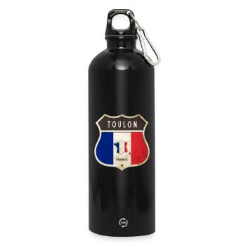 Toulon France Coat of Arms Flags Design - Water Bottle with carabiner 750 ml - black - Front