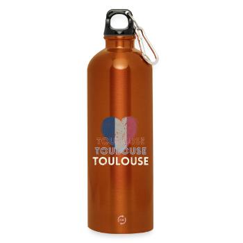 Badge retro, Toulouse France est ma ville natale - Gourde en inox avec mousqueton 750 ml - orange - Devant