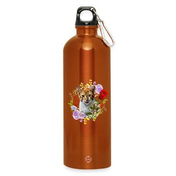 Chat riant avec rose pour l’amour - Gourde en inox avec mousqueton 750 ml - orange - Devant
