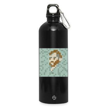 Van Gogh - Self portrait - PixelArt Self-Portrait - Water Bottle with carabiner 750 ml - black - Front