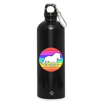 Pferde Pferdenarr Haflinger Galopp Islandpferde - Trinkflasche mit Karabiner 750 ml - Schwarz - Vorne