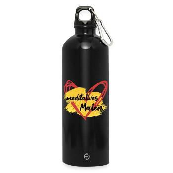 meditatives Malen - Zeichnen zur Entspannung - Trinkflasche mit Karabiner 750 ml - Schwarz - Vorne