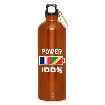 Frankreich und Kongo ernähren sich zu 100% - Trinkflasche mit Karabiner 750 ml - Orange - Vorne