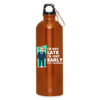 Sloth Mammals Humorous Statement Slow - Water Bottle with carabiner 750 ml - burnt orange - Front