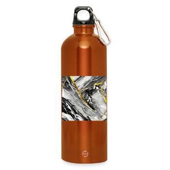 Marble Black Gold Natural Stone - Water Bottle with carabiner 750 ml - burnt orange - Front