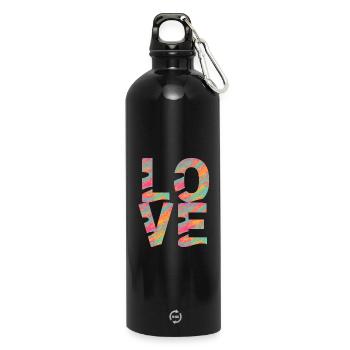 LIEBE - Trinkflasche mit Karabiner 750 ml - Schwarz - Vorne