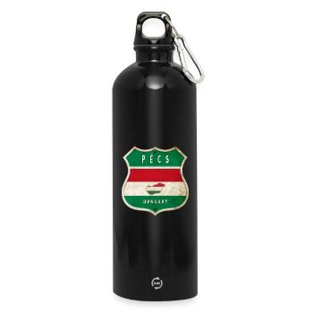 Design du drapeau de Pécs (Hongrie) - Gourde en inox avec mousqueton 750 ml - noir - Devant