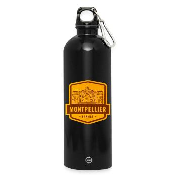 Montpellier Vintage Badge Frankreich - Trinkflasche mit Karabiner 750 ml - Schwarz - Vorne