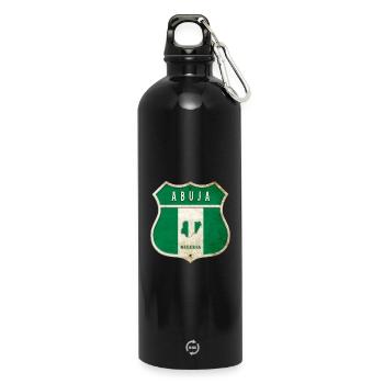 Design du drapeau d'Abuja, Nigeria - Gourde en inox avec mousqueton 750 ml - noir - Devant