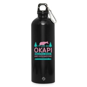 Okapi Wildgiraffen Design - Trinkflasche mit Karabiner 750 ml - Schwarz - Vorne