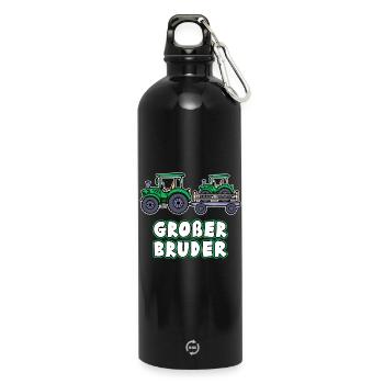 Nutzfahrzeug Bauer Statement Traktor Biobauer - Trinkflasche mit Karabiner 750 ml - Schwarz - Vorne