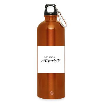 Be real not perfect Poster Design - Trinkflasche mit Karabiner 750 ml - Orange - Vorne