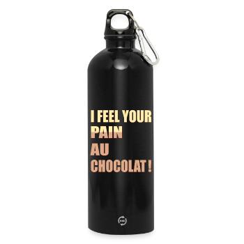 Schokoladen Brötchen Frankreich England - Trinkflasche mit Karabiner 750 ml - Schwarz - Vorne