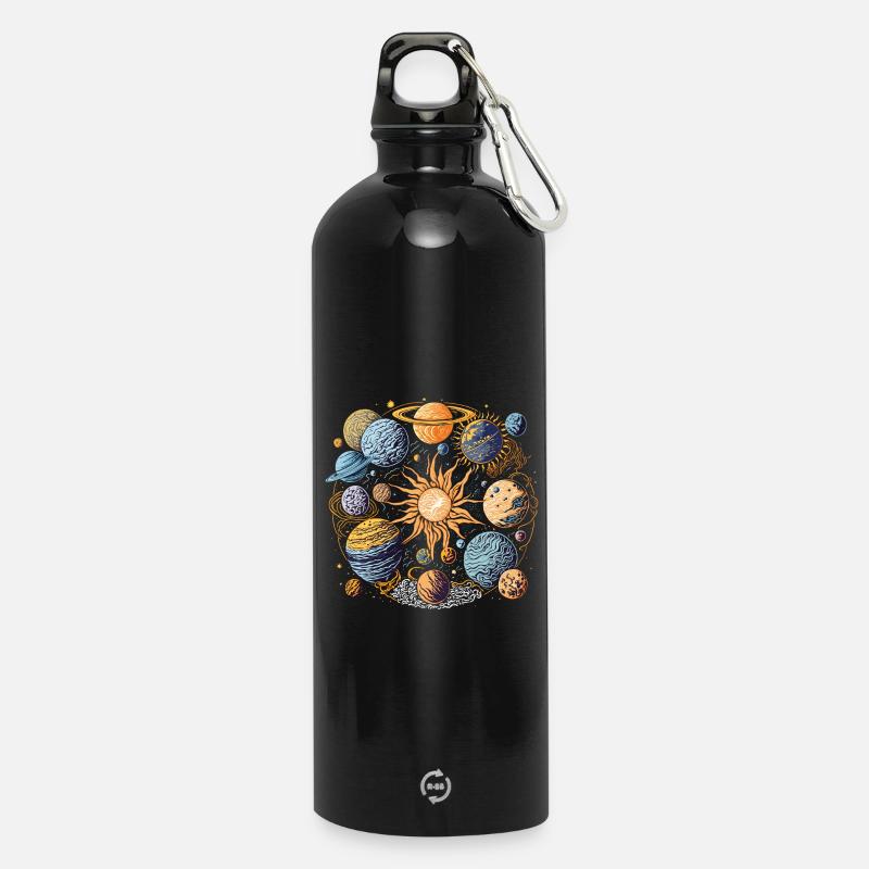 Système Solaire - Gourde en inox avec mousqueton 750 ml - noir