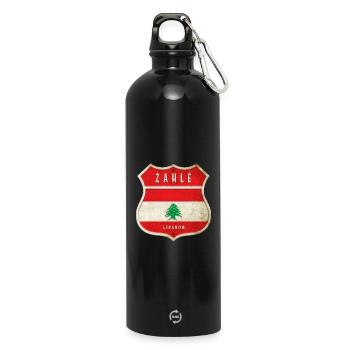 Design du drapeau des armoiries de Zahlé, Liban - Gourde en inox avec mousqueton 750 ml - noir - Devant
