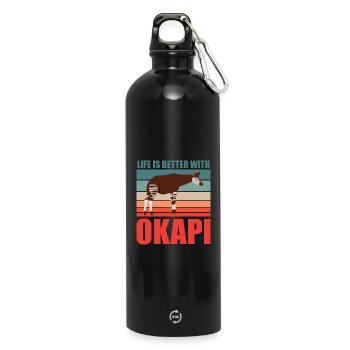 Okapi en harmonie avec la nature - Gourde en inox avec mousqueton 750 ml - noir - Devant