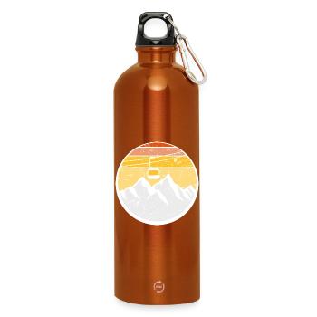 gondola lift mountains ski holiday cable car lift love - Water Bottle with carabiner 750 ml - burnt orange - Front