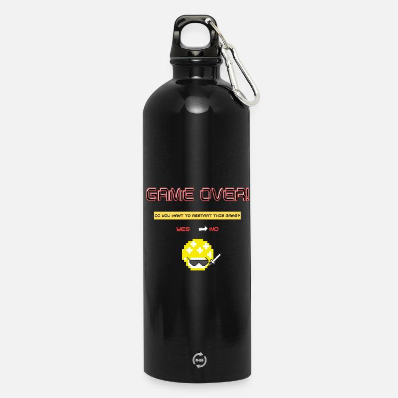 Pixel Art 8 Bit Retro Game Over - Water Bottle with carabiner 750 ml - black