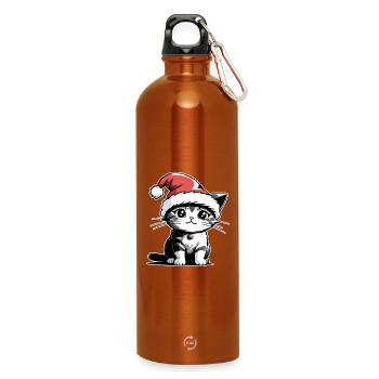 Chat Noël - Gourde en inox avec mousqueton 750 ml - orange - Devant