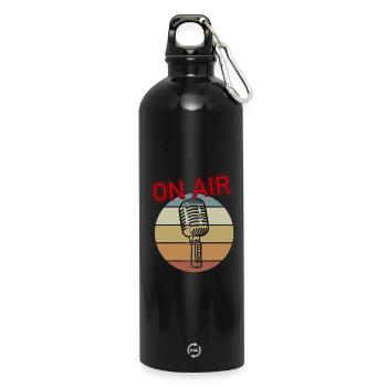 Microphone on air - Trinkflasche mit Karabiner 750 ml - Schwarz - Vorne