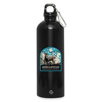 Mercantour Chamois Badge: Alpine Fauna - Water Bottle with carabiner 750 ml - black - Front